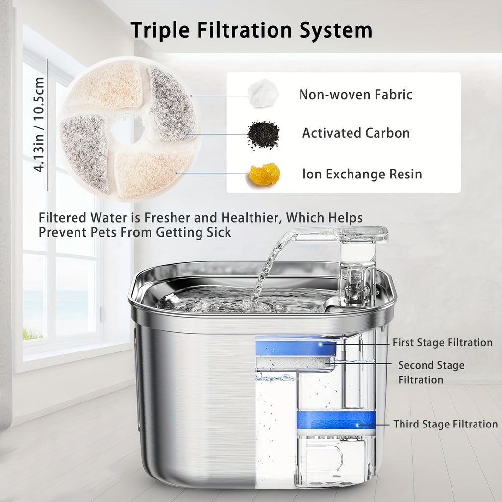 Quiet Stainless Pet Fountain for Happy, Healthy Hydration