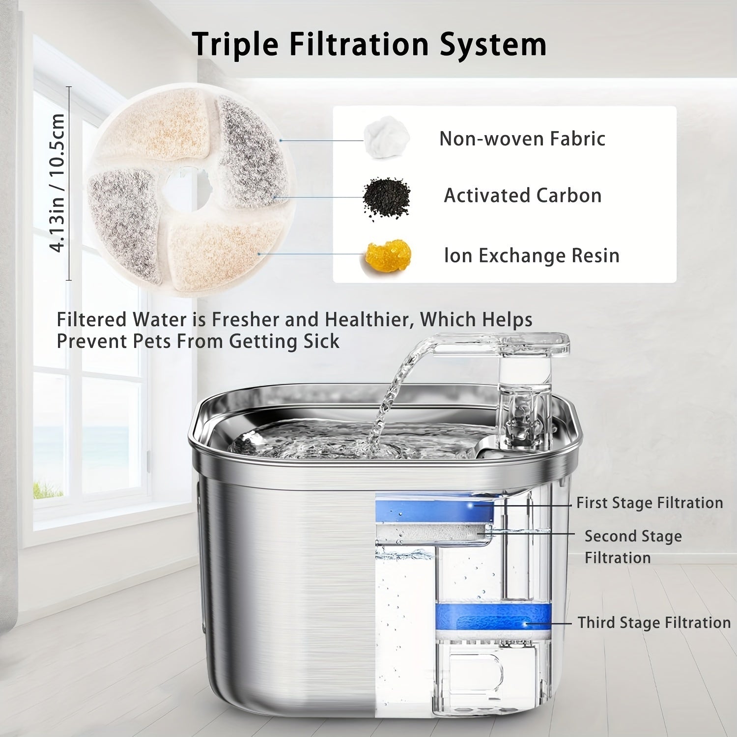 Quiet Stainless Pet Fountain for Happy, Healthy Hydration