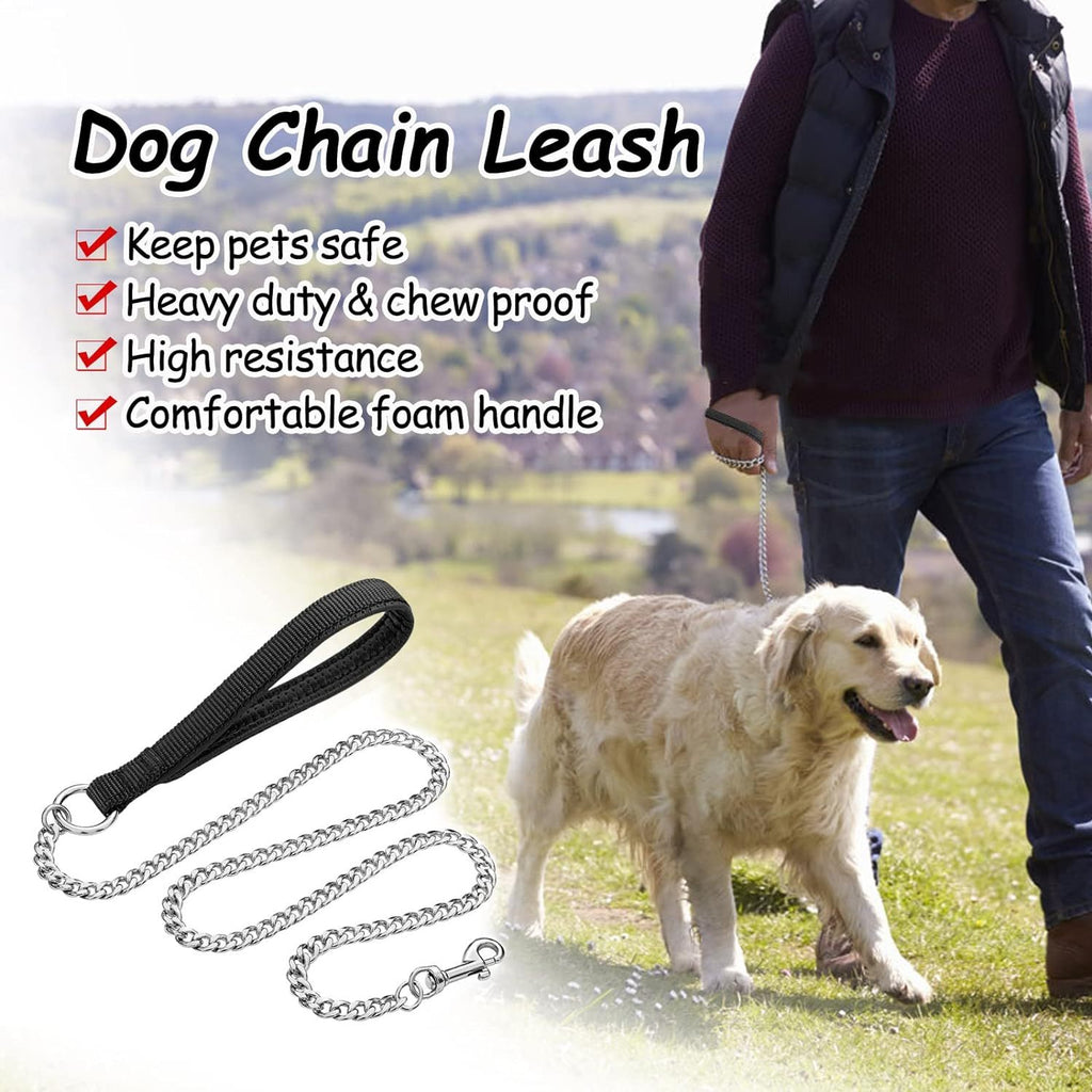 Heavy-Duty Steel Dog Leash, Soft Padded Handle