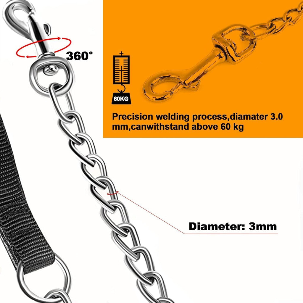 Heavy-Duty Steel Dog Leash, Soft Padded Handle