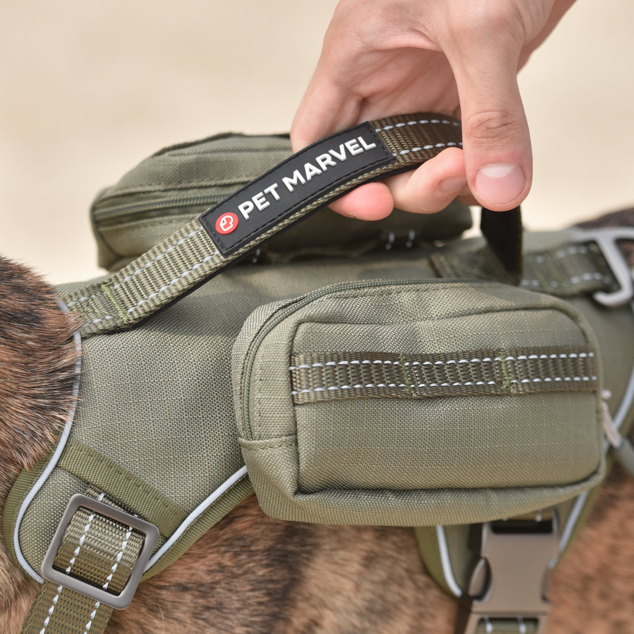 Tactical-Style Dog Harness, No-Pull, Pockets for Essentials