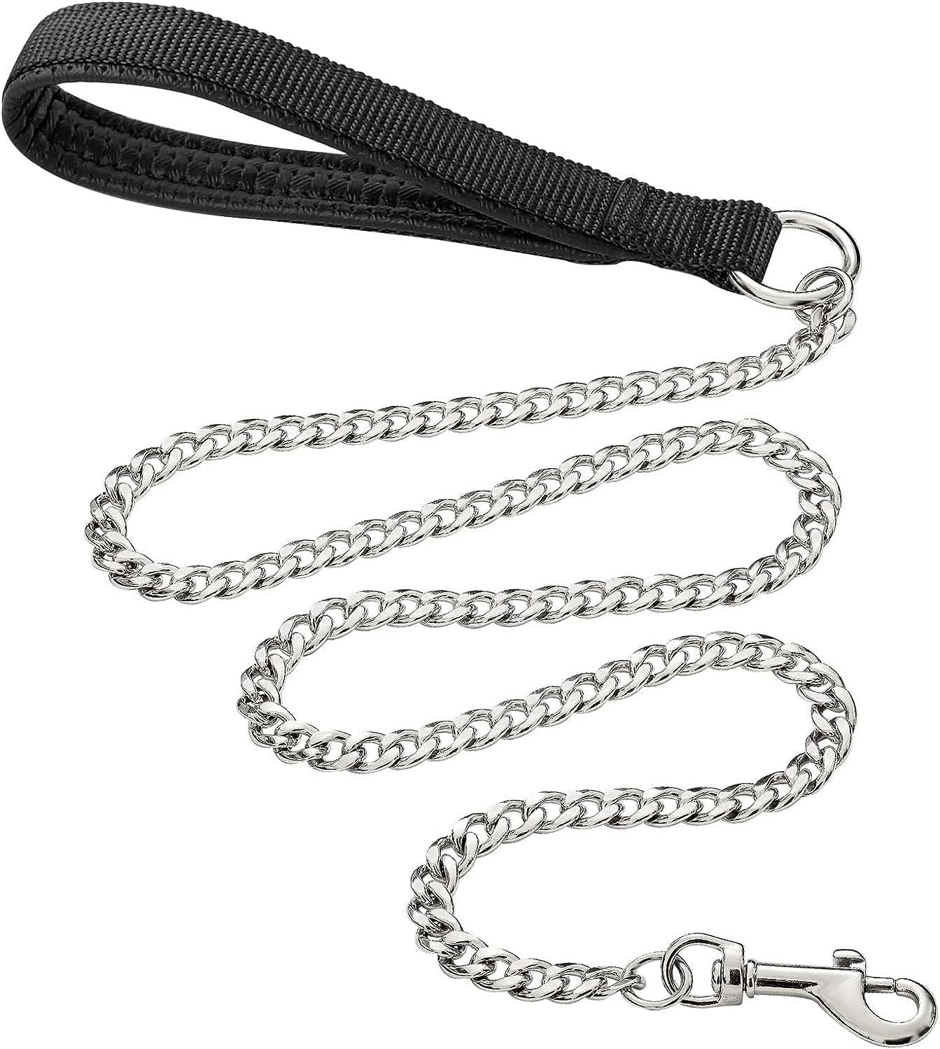 Heavy-Duty Steel Dog Leash, Soft Padded Handle